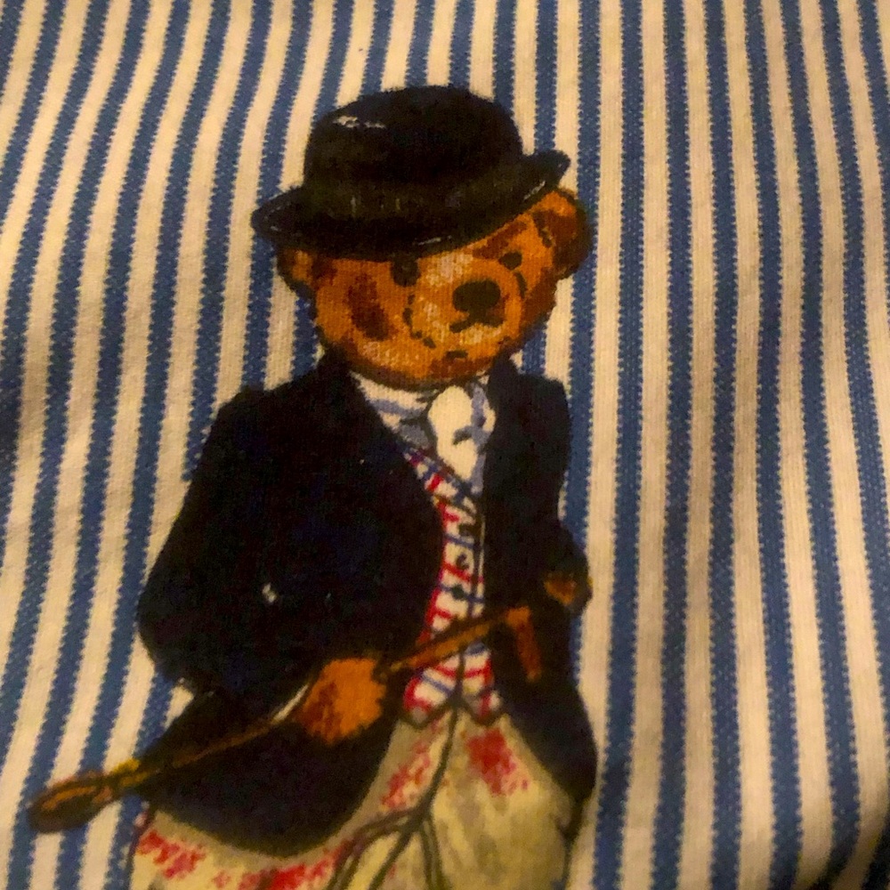 RALPH LAUREN TEDDY BEAR TWIN FLAT SHEET & PILLOW CASE